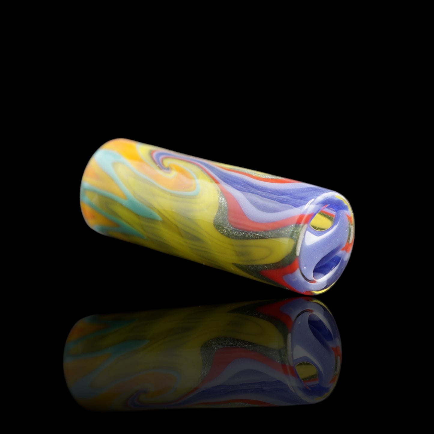 Tyeglassarts Lime Tempest handmade borosilicate glass tip with purple Rotini filter
