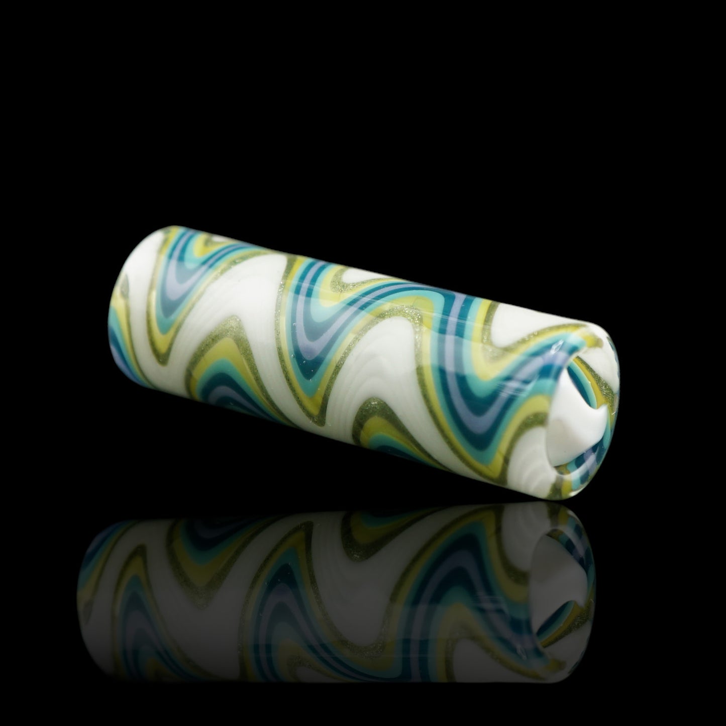 Tyeglassarts Ocean Mist handmade borosilicate glass tip with white Rotini filter