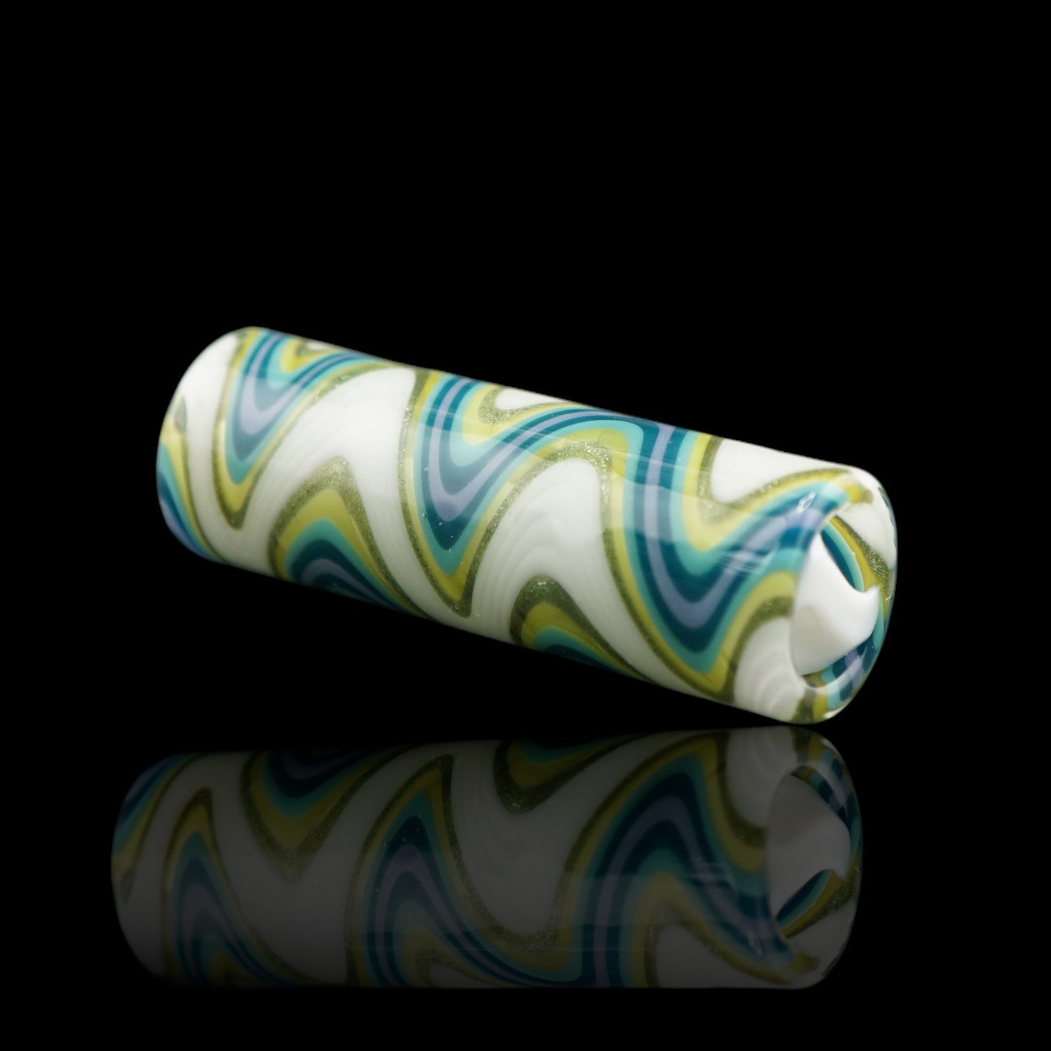Tyeglassarts Ocean Mist handmade borosilicate glass tip with white Rotini filter