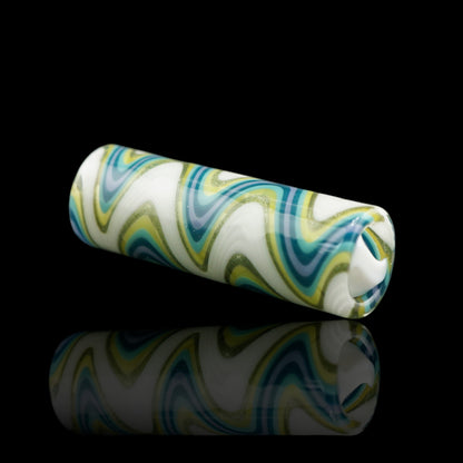 Tyeglassarts Ocean Mist handmade borosilicate glass tip with white Rotini filter