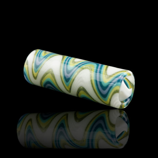 Tyeglassarts Ocean Mist handmade borosilicate glass tip with white Rotini filter