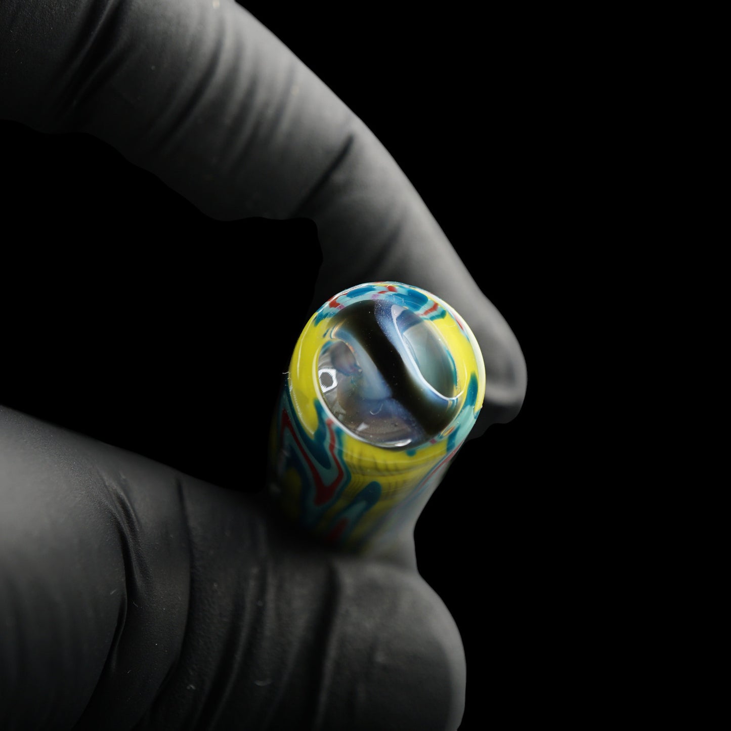 Tyeglassarts Paintflow 12.7 mm handmade glass filter for joints with colorful flowing brushstroke design