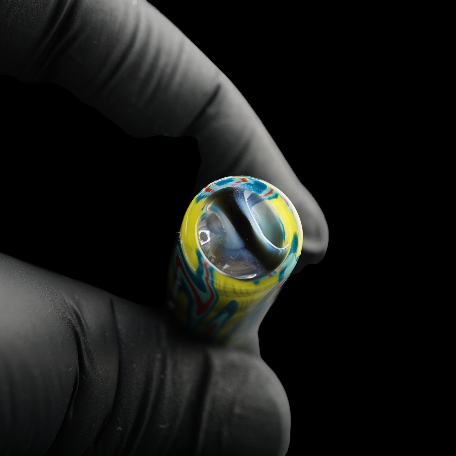 Tyeglassarts Paintflow 12.7 mm handmade glass filter for joints with colorful flowing brushstroke design