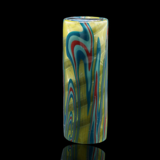 Front view of the Tyeglassarts Paintflow glass tip showing the spiral Rotini filter system