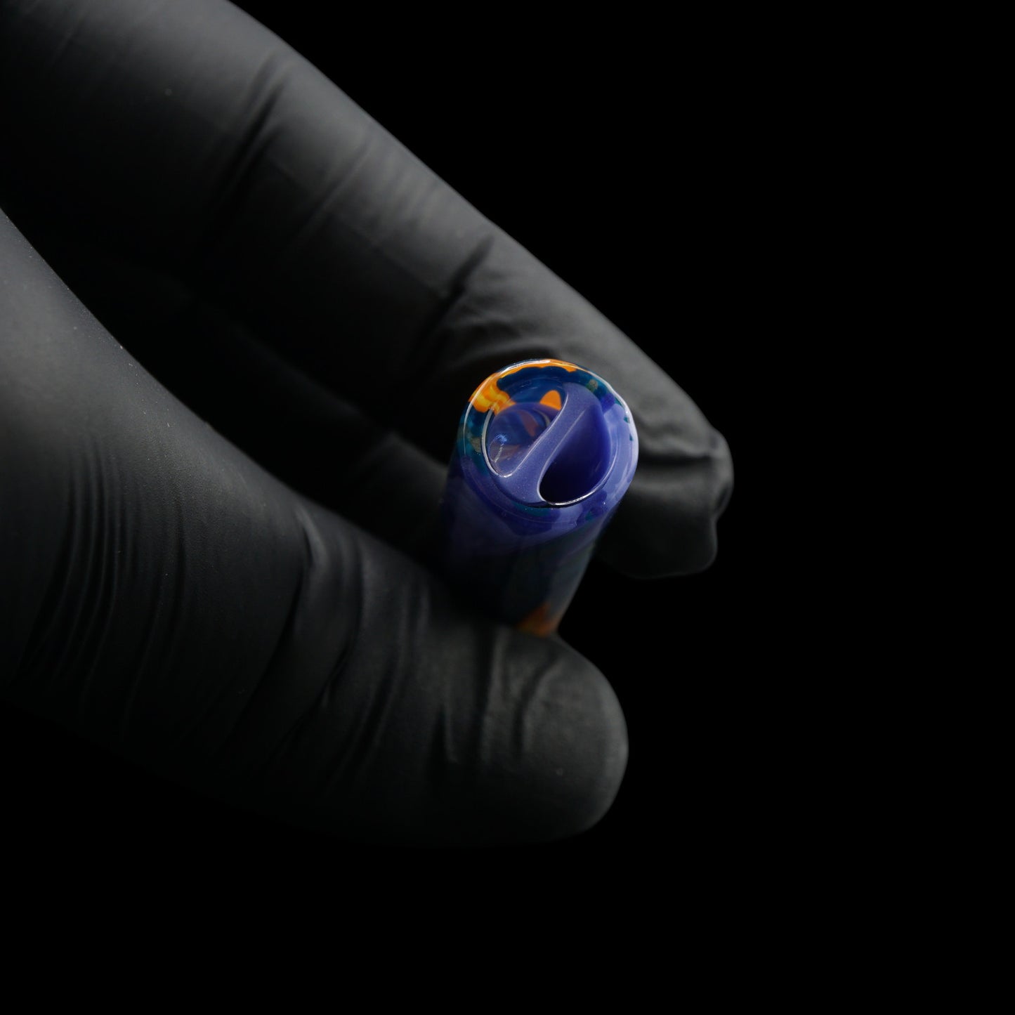 Close-up of the spiral Rotini filter inside the Tyeglassarts Solar Tide glass tip