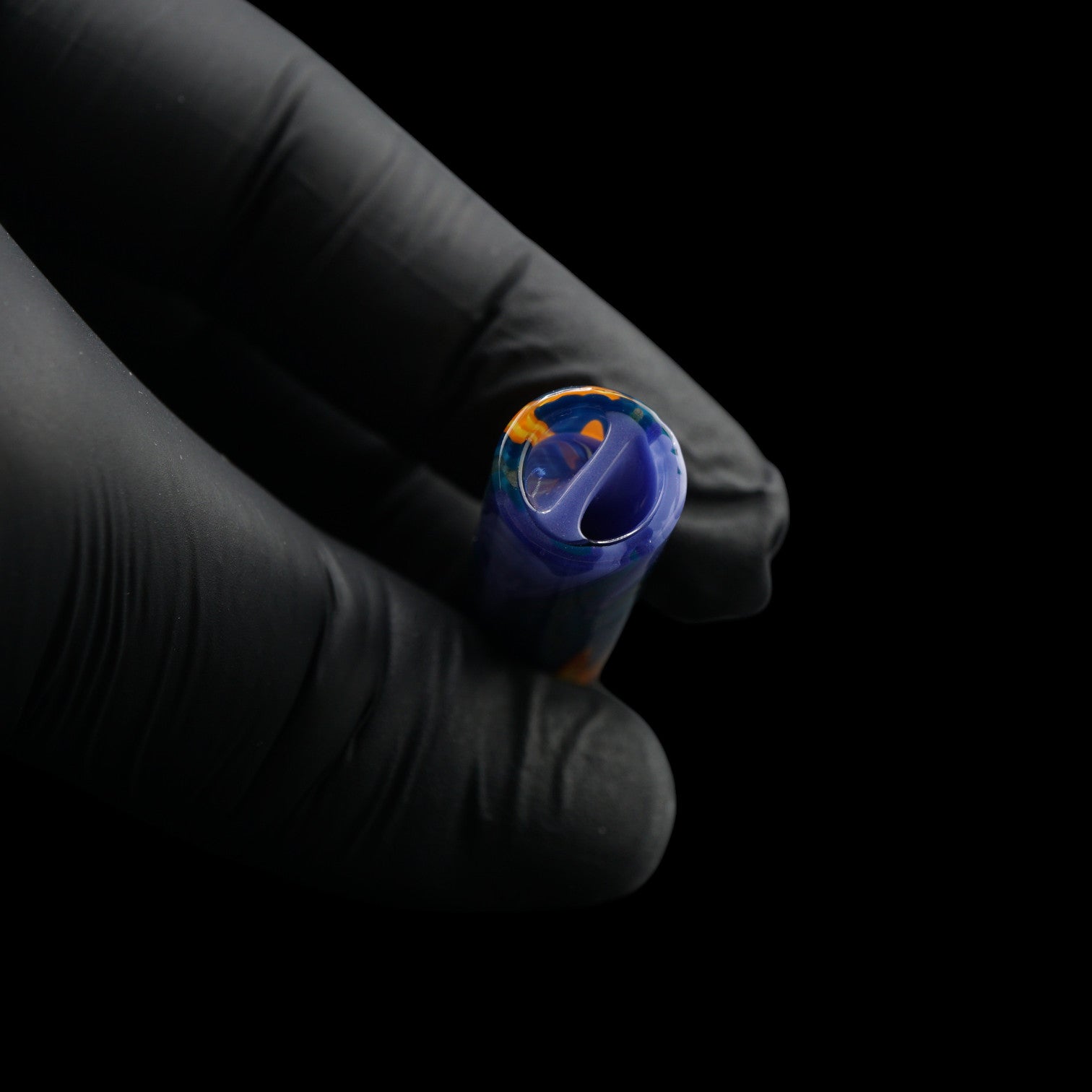 Close-up of the spiral Rotini filter inside the Tyeglassarts Solar Tide glass tip